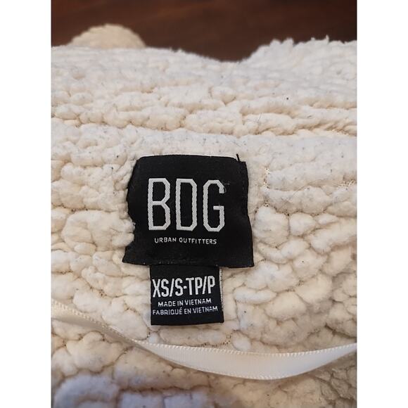 BDG Urban Outfitters Teddy Sherpa Jacket XS/S Reversible Oversized Hooded Ivory - Picture 4 of 4